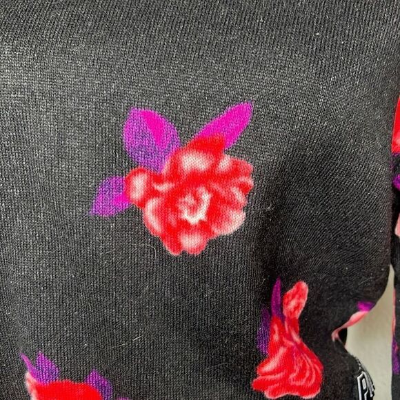 Pink by Victoria's Secret Black Floral Jacket Hoodie Women's Sweater Size Small - Picture 3 of 11